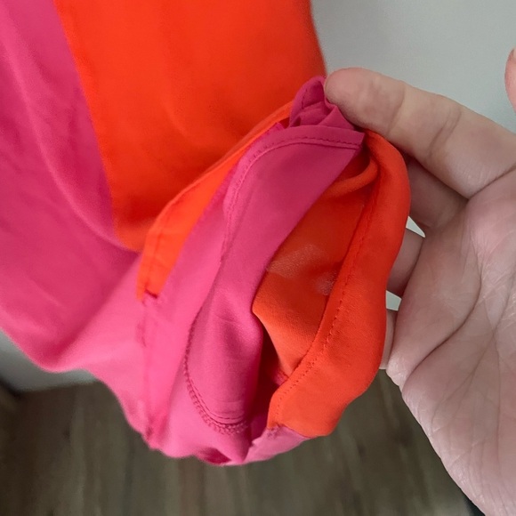 Julie Brown New York Vibrant Pink and Orange Silk Mini Dress Size 8 - Picture 6 of 9